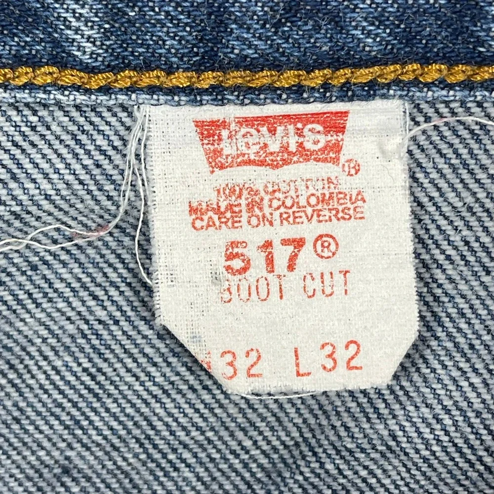 90's Levi's 517 Boot Cut Jeans Mens 32x32 Blue Medium Wash Denim 0216 Vintage